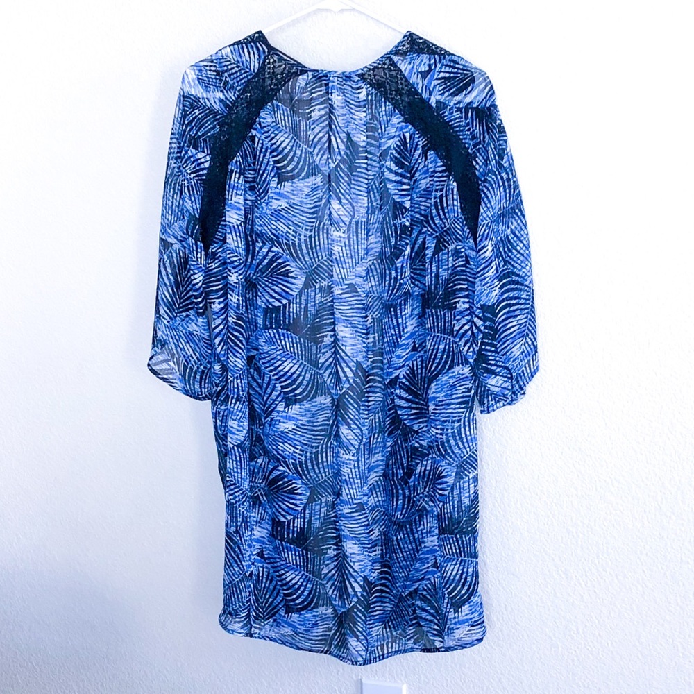 Express Kimono Black Blue Lace Trim - Picture 4 of 8